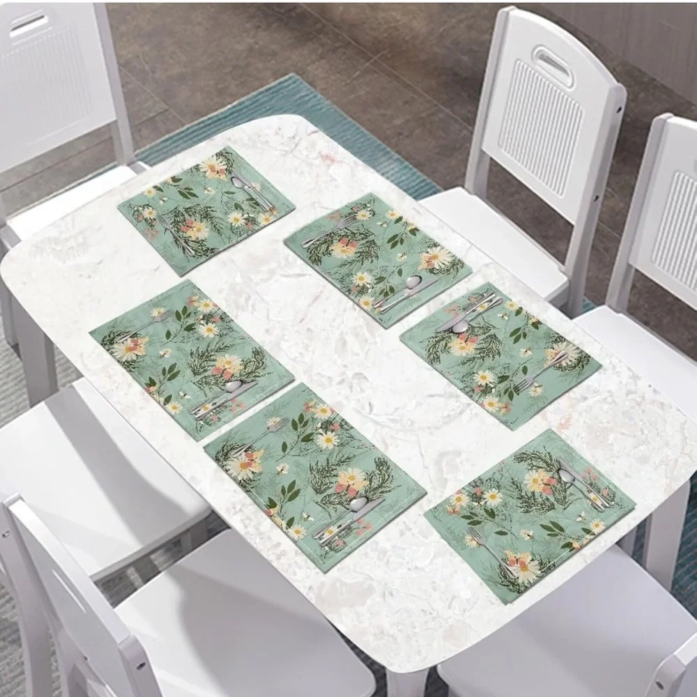Floral Print Teal Green 8 count placemats
